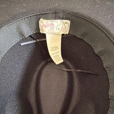 Free People Wool Black Wide-Brim Fedora with Leather Band Size OS s-l400.jpg main image 2