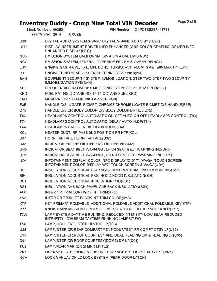 Driver Front Door VIN P 4th Digit Limited Fits 12-16 CRUZE 926283
