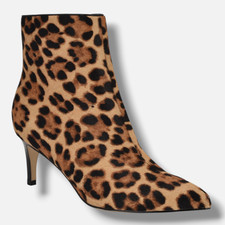 Nine West Women's Brown Leopard Pointed Toe Sheeba Dress Booties Size 10M