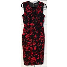 Black Halo Red Printed Sleveless Knee-Length Dress Size 6