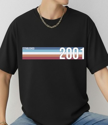 Established 2001 - T-Shirt Vintage Geburtstag Geschenk 25 Geburtstag Unisex Tee