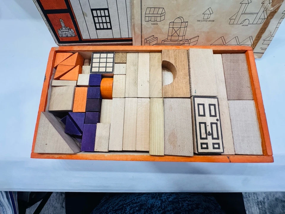 Juego de bloques de madera Falcon Bildmor de principios de 1900 Jamestown Foto 3 de 4