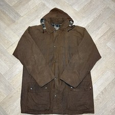 Vintage Barbour Style Parforce Wax Jacket Mens XXL Brown Hunting Field Coat Hood