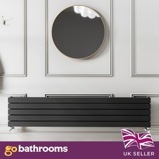 Black Designer Radiator Horizontal Flat Column Double Panel Rad 340x1600mm