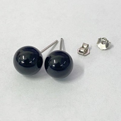 8mm Natural Jade Round Gemstone Sterling Silver 925 Stud Earrings Gift A12