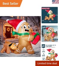 Colorful 5ft Gingerbread Man and Dog Inflatable - Perfect for Outdoor Displays