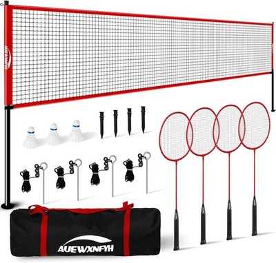 Portable Badminton Set - Includes 4 Rackets, 3 Shuttlecocks,Official Size 20f...