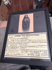 El Paso Brothel License Prostitution Framed Vintage 1898w/Photo, Josephine