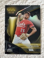 2026 Topps Chrome Black Chase Burns RC Gold Refractor Rookie #/50 Reds