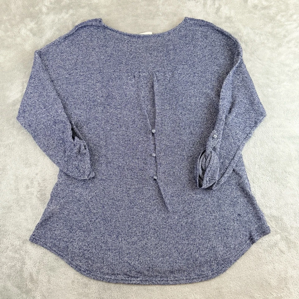 Suéter Blu Pepper Para Mujer 3XL Plus Azul Tejido Detalle Crochet Manga Roll Tab Boho Foto 2 de 4