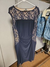 Lauren Ralph Lauren Navy Blue Sequin Lace Party Dress  Size 14 Mother Bride