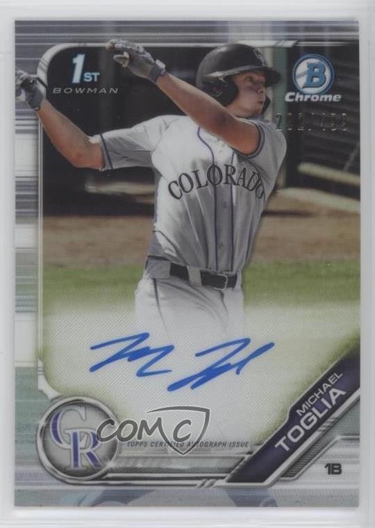2019 Bowman Draft Chrome Pick Refractor 292/499 Michael Toglia #CDA-MT Auto 9gj