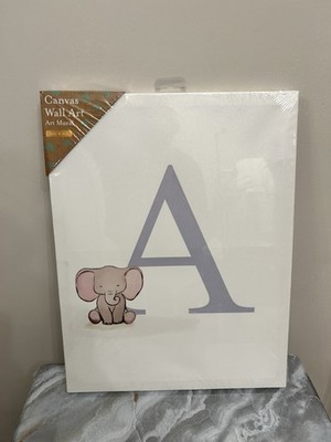 Baby Kinderzimmer Buchstabe A Leinwand Wandbild Elefant Initiale Dekor Kate & Milo