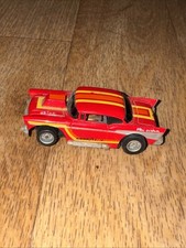 Tyco '57 Chevy Good Year Pro Stock Red w/Yellow  Orange Stripes Slot Car Ho