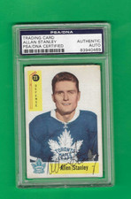 ALLAN STANLEY (D) 1958-59 PARKHURST TORONTO MAPLE LEAFS PSA AUTOGRAPH CARD