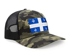 International Tie State Hat, Snapback Trucker Baseball Cap (Quebec, Camouflage)