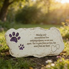 Shinning Paw Prints Pet Memorial Stones Headstones for Dogs or Cats, Resin Pe...
