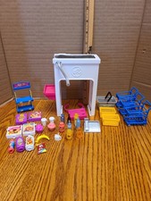 Barbie Grocery Store - over 30 pieces - Check out stand, food, shopping cart etc