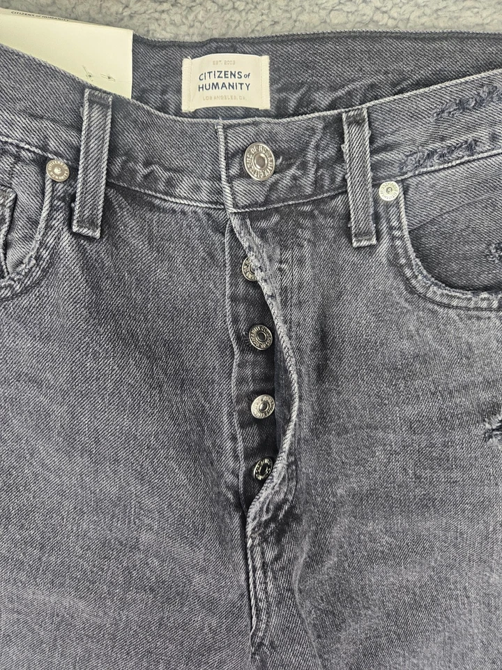 Citizens of Humanity Ambrosio Shorts Womens 27 Black Denim Cutoff Distressed NWT - Image 2 of 4