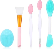 Silicone Face Scrubber Set 5PCS Soft Facial Cleansing Brush Exfoliator for Black