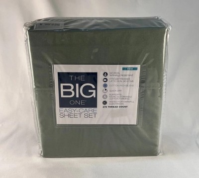 Brand New The Big One Easy-Care Sheet Set Twin Sage Green 275 Thread Count