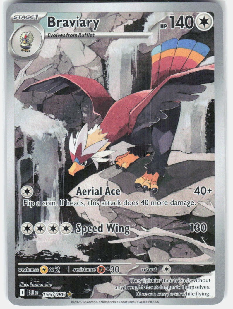 Braviary 155/086 Holo Illustration Rare Black Bolt Pokemon Near Mint