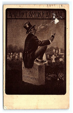 Antique 1911 Postcard A Quiet Smoke at Last Graveyard Comic Humor    0752