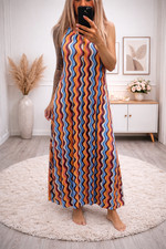 38 40 42 44 Ibiza Kleid Tunika Maxikleid Kofferkleid Neckholder orange