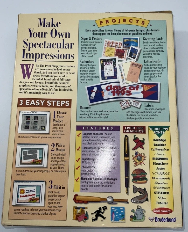 The Print Shop, Broderbund (PC, 1996) 3.5” Floppy, NIB SW - Image 3 of 4