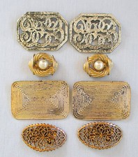 4 Pairs of Shoe Clips Gold and Silver Tone Vintage Musi