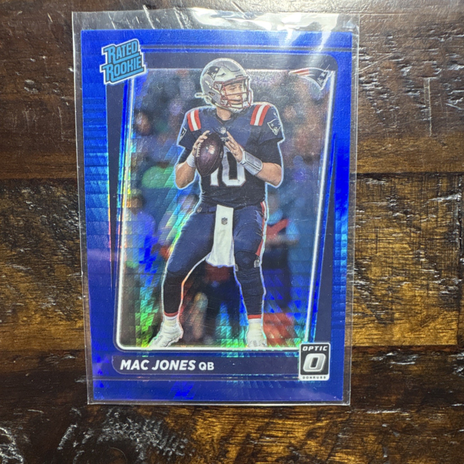 Panini 2021 Donruss Optic Rated Rookie Mac Jones Blue Hyper Prizm Patriots #206