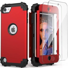IDweel for iPod Touch 7th Generation Case with 2 Screen Protectors, Red