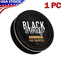 Men's Grey Coverage Bar Shampoo Hair Darkening Black Soap Grey Hair Cover