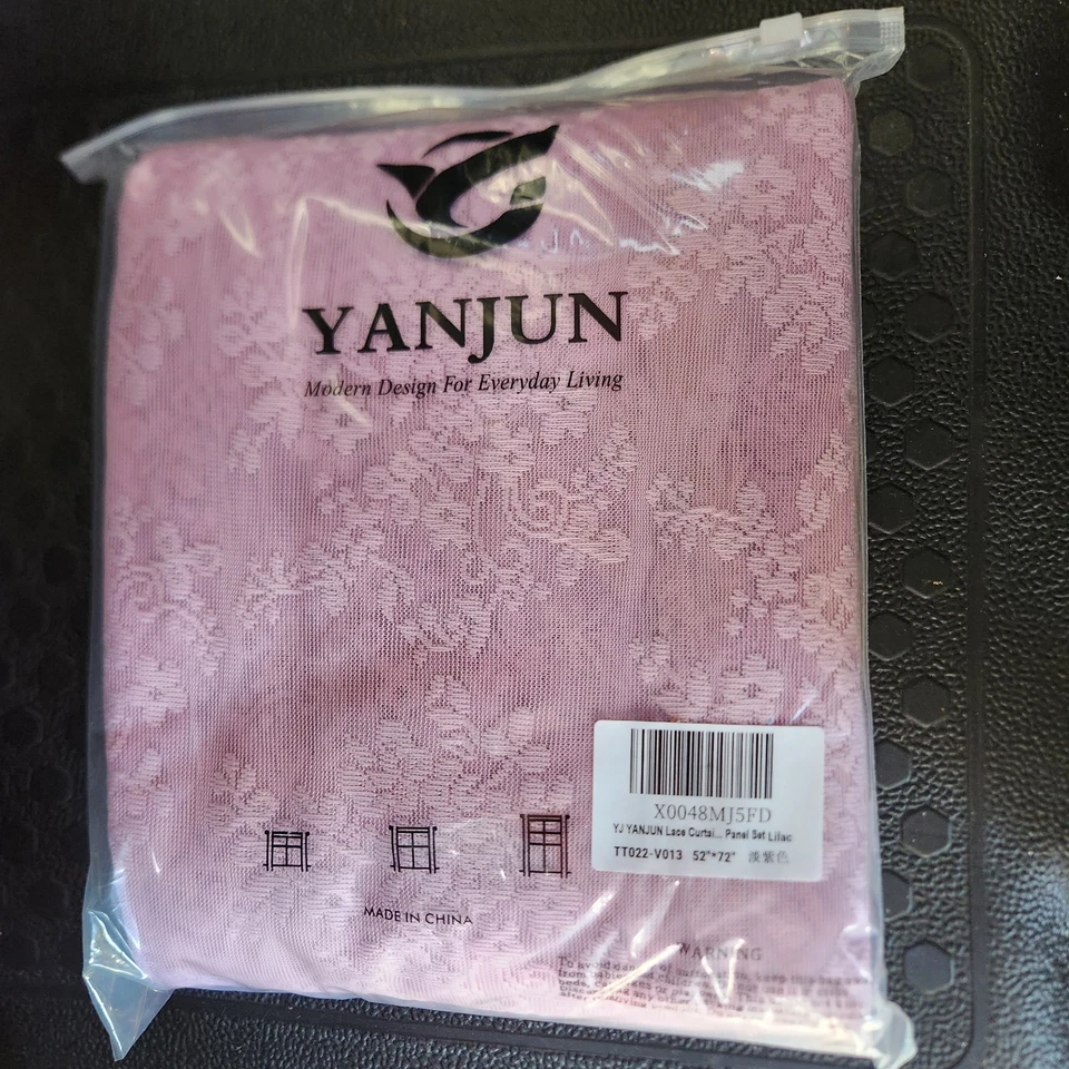 Conjunto de 2 cortinas de renda transparente rosa claro recortado 54"L x 72" L novo em folha - Imagem 2 de 4