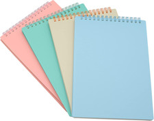 Top Bound Spiral Notebook, 4 Pcs 4 Color A5 Size Thick Plastic Hardcover 8Mm Rul