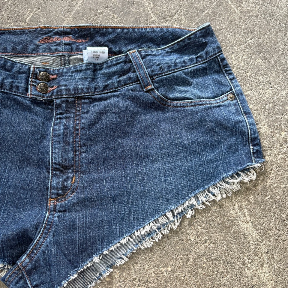 Pantalones cortos de mezclilla Eddie Bauer para mujer 14 azul 2" lavado oscuro botín Foto 3 de 4