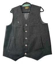Wyoming Traders Wool Vest Dark Gray Cowboy Western Men's S Wool 5 Button Lined