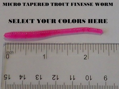 MICRO Tapered Trout/Finesse Worm Soft Plastic Fishing Lure Crappie Perch Trout
