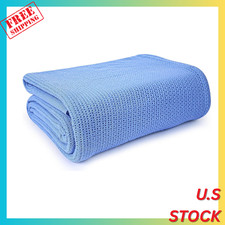 Linteum Textile Supply Blue Hospital Thermal Blanket 66x90 Inch 100 Cotton, So
