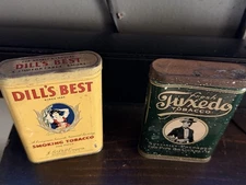 Antique Tobacco Tins Lot Of Four-Tobacco Dial Dills Best Union Leader Tuxedo