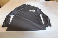 Vintage Graphic Shirt LS Steel Grey With Advertising Front  Back Whitford SZ L