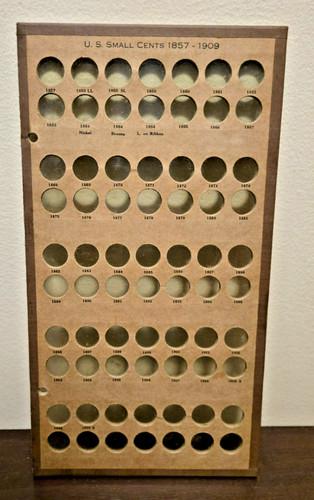 Vintage Wayte Raymond Coin Board No. 100 Empty - U.S. Small Cents 1857- 1909