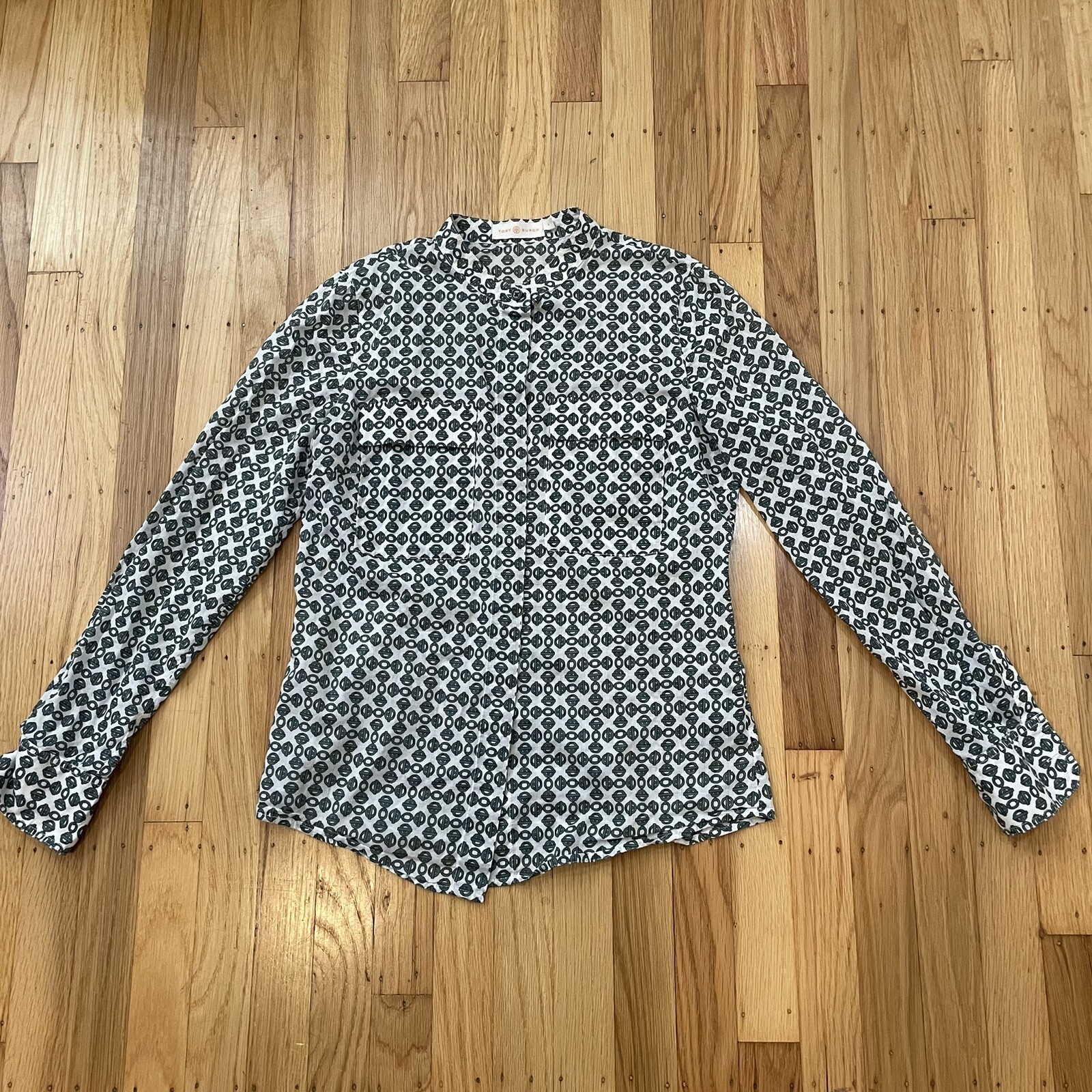 Stampa catena abbottonata Tory Burch Monk collo cotone donna taglia 4