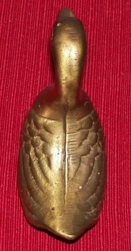 Vintage Brass Decor 4.5" SWAN Figurine Figure Patina - Picture 4 of 5