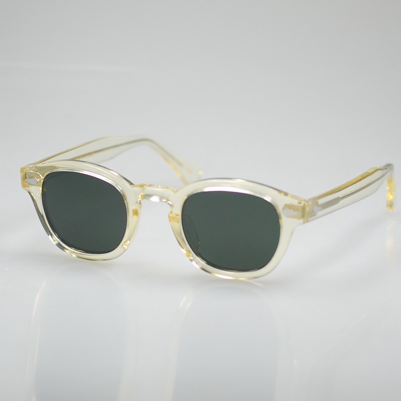 Vintage G15 polarized sunglasses mens yellow acetate glasses green lens  small