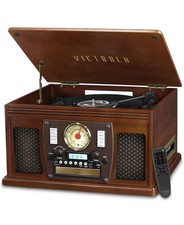 Innovative Technology Victrola Wood 8-in-1 Nostalgic Bluetooth Record Player