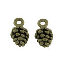 Pinecone Charms Antiqued Bronze Pendants Lot 3D 2 Sided Findings Pine Tree 10pcs