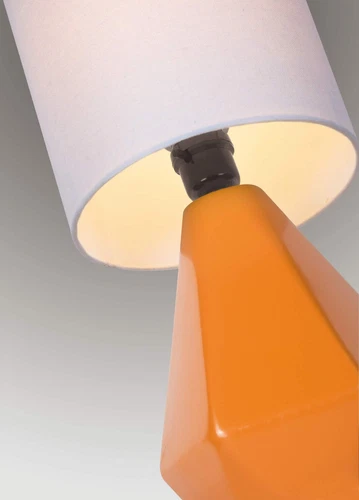 Lite Source Mini Table LAMP Orange Ceramic/White Linen Shade E27 A 60W - Picture 5 of 6