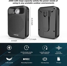 Portable Voice Amplifier, Towevine Rechargeable Microphone for Teachers, Speaker