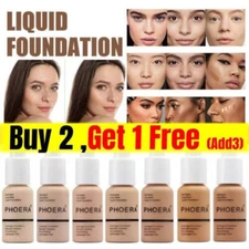 PHOERA Foundation Makeup Full Coverage Fast Base Brighten long-lasting Shade US
